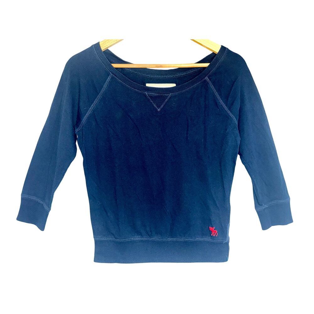 Abercrombie & Fitch Navy Blue Red Logo Crewneck Sweatshirt Vintage Womens Size S